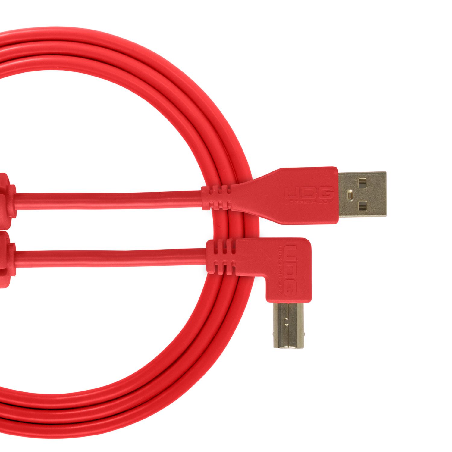 U95005RD UDG AUDIO CABLE USB 2.0 A-B RED ANGLED 2M